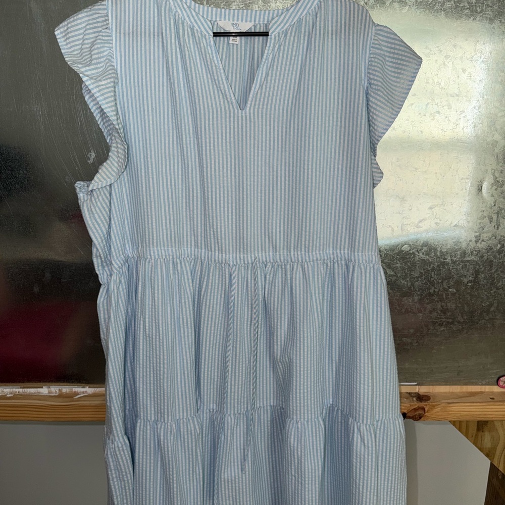 Time and Tru Blue Striped Tiered Summer Dress